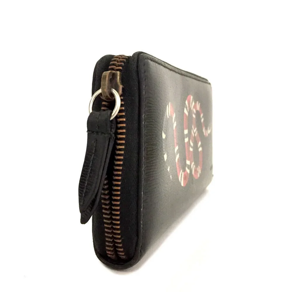 Gucci King Snake Printed Black Leather #75396G15 - Picture 3 of 8